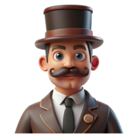 beautiful classic Portrait of a Man with a Handlebar Mustach authentic png