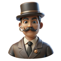 serene traditional Portrait of a Man with a Handlebar Mustach authentic png