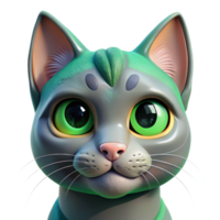 elegant abstract Portrait of a Cat with Piercing Green Eyes detailed png
