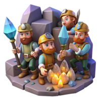 serene creative A Group of Adventurous Dwarves Mining Fo high quality png