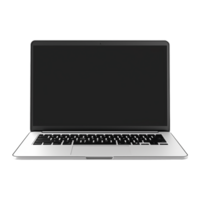 Creative workspace laptop with customizable display isolated on transparent background png