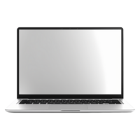 Open laptop with empty display for mockup isolated on transparent background png