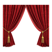 Grand red stage drapes open wide on transparent background png