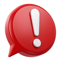 Digital 3D red message notification icon isolated on transparent background png