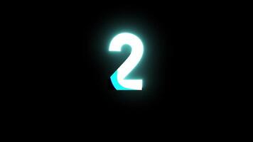 Neon number 2 animation with alpha channel, number two video