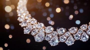 Elegant diamond necklace sparkling with luxury and opulence in brilliant light photo