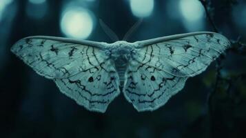 Moth with detailed wing patterns in a mystical forest setting photo