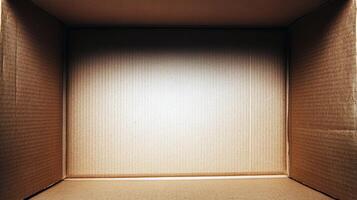 Empty cardboard box interior with textured brown surface photo