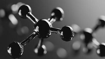 Close-up of black molecular structure against dark background photo