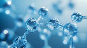 Close-up of molecular structure with blue lighting showcasing chemical bonds photo