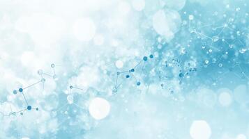 Abstract molecular structure with light blue bokeh background photo