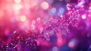 Abstract pink and purple crystal shapes with bokeh background photo
