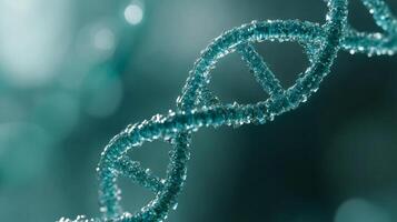 Close-up of dna helix with sparkling detail and vivid green background photo