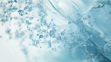 Abstract molecular structure in blue fluid environment photo