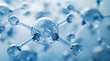 Close-up of 3d molecular structure with blue background photo