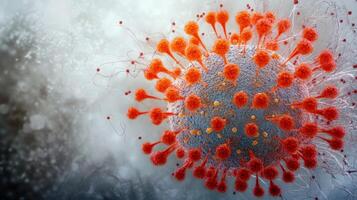 Microscopic view of red and gray coronavirus structure explored in detail photo