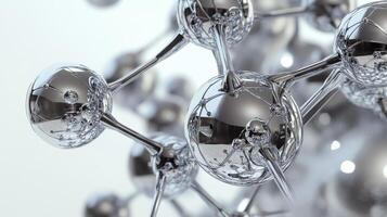 Metallic molecular structure close-up with reflections photo