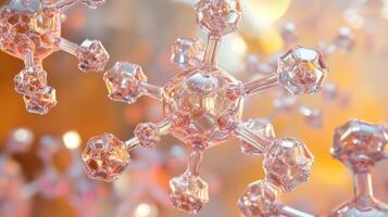 Close-up view of intricate molecular structure with transparent glass appearance photo