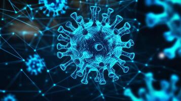 Digital representation of virus structure with network connections photo
