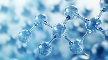 Molecular structure of transparent blue molecules in a scientific background photo