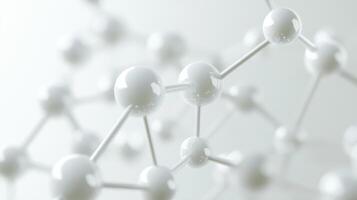 White molecular structure on light background with 3d spheres and connecting lines photo