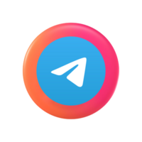 The telegram logo on a colorful button flat png