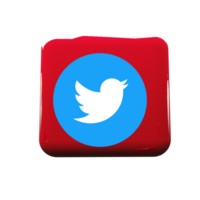 A twitter logo on a red square button flat png