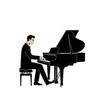 A male in a suit is playing the piano vector