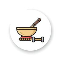 Sound Bowl With a Mallet for Meditation on a White Background vector