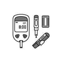 Blood Glucose Test Kit With Lancet and Test Strips on a White Background vector