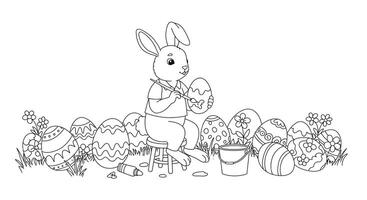 Easter bunny coloring pages vector