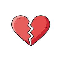 A broken heart icon with a broken piece of red heart vector