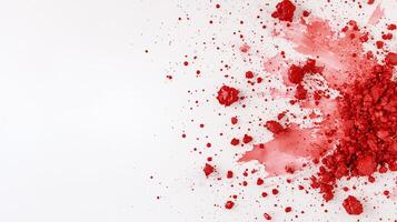 Abstract Red Pigment Explosion on White Background Energetic and Vibrant Color Composition photo