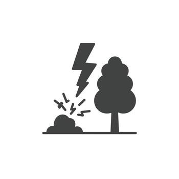 A tree and lightning icon on a white background vector