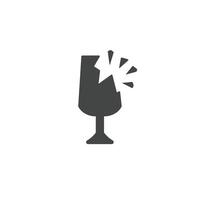A glass of wine with a broken stem icon vector