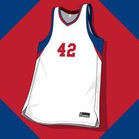 Blue with red and white basketball team uniform template vector