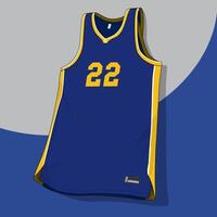 Front view of basketball jersey uniform with blue and yellow color vector