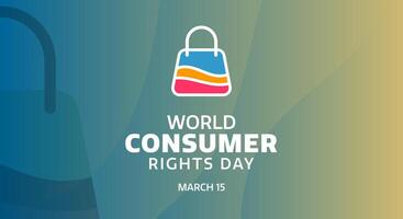 World Consumer Rights Day. Background template design with typography and icon bag for the March 15th event vector