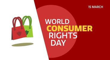 World Consumer Rights Day. Background template design with typographic text and bag illustration for annual March 15 vector