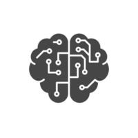 A Solid Icon of a Brain With Circuits Symbolizing Ai Powered Cognitive Computing vector
