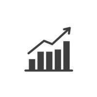 A graph bar with an arrow going up vector