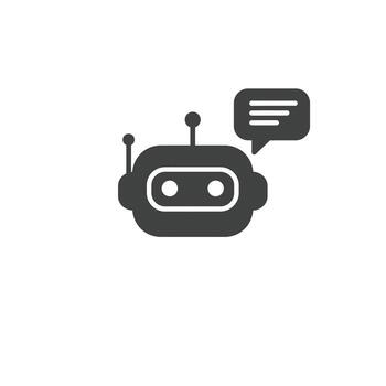 A robot with speech bubble on top of it vector