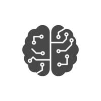 illustration of a solid brain with circuit lines vector