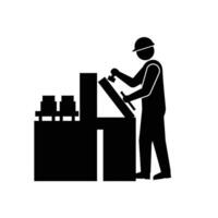 A black and white silhouette of a man working on a machine vector