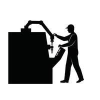 A silhouette of a man working on a machine vector