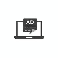 An ad on a laptop screen with a paper in the middle vector
