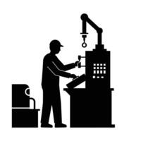 A man is working on a machine in a factory vector
