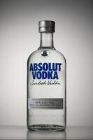Gaziveren Cyprus -03.03.2025 Absolut Vodka is a Swedish brand of vodka.Discover the elegance of clear spirits with this artistic vodka display showcasing Swedish craftsmanship photo