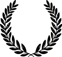 Simple line drawing. A wreath with berries and leaves on it is drawn in black and white. Laurel wreath icon, Decorative Elements Of Plants png