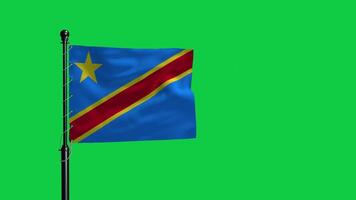 The democratic republic of the congo flag waving in the wind on a green screen video